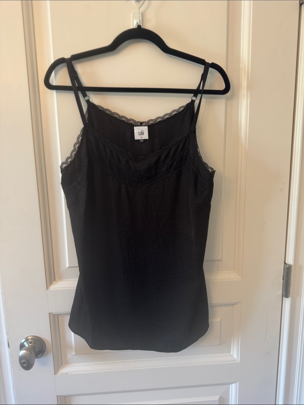 CAbi Black Lace-Trim Camisole